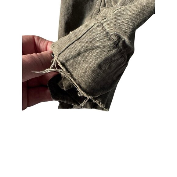 Vintage Levi’s Men's Sz M Olive Green Military Jacket Full Zip Front Zip Hood - Picture 11 of 16